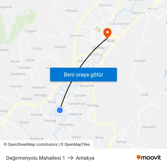 Değirmenyolu Mahallesi 1 to Antakya map