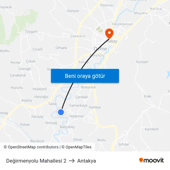 Değirmenyolu Mahallesi 2 to Antakya map