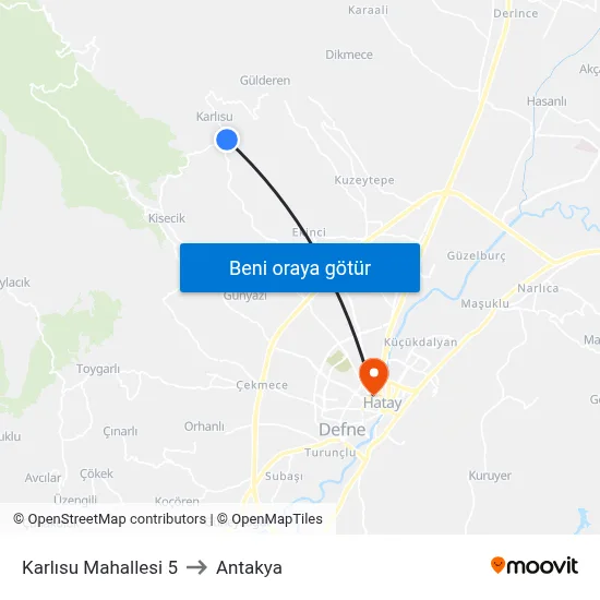 Karlısu Mahallesi 5 to Antakya map
