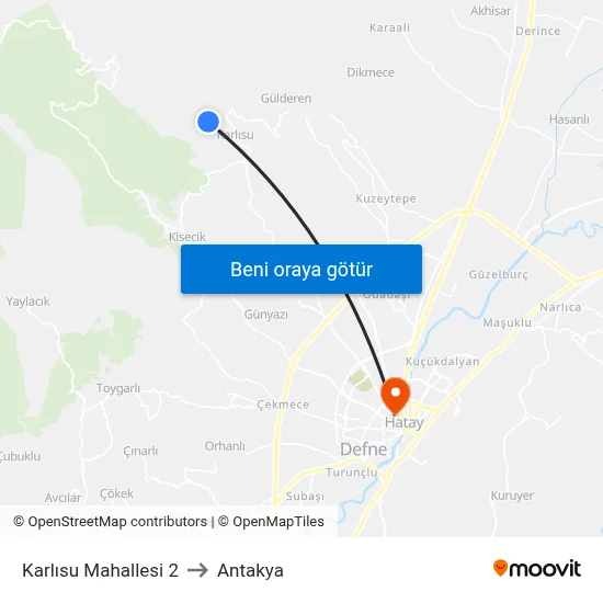 Karlısu Mahallesi 2 to Antakya map