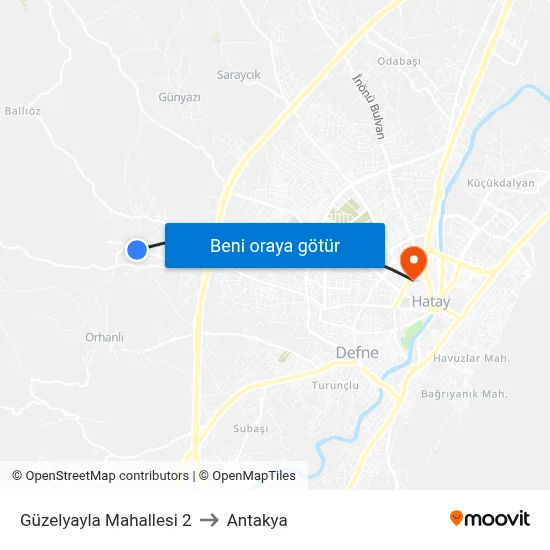 Güzelyayla Mahallesi 2 to Antakya map