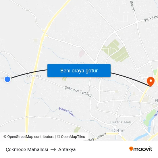 Çekmece Mahallesi to Antakya map