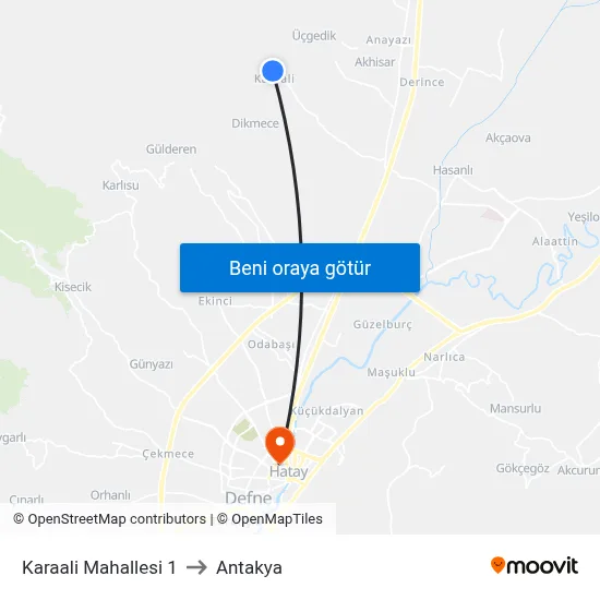 Karaali Mahallesi 1 to Antakya map