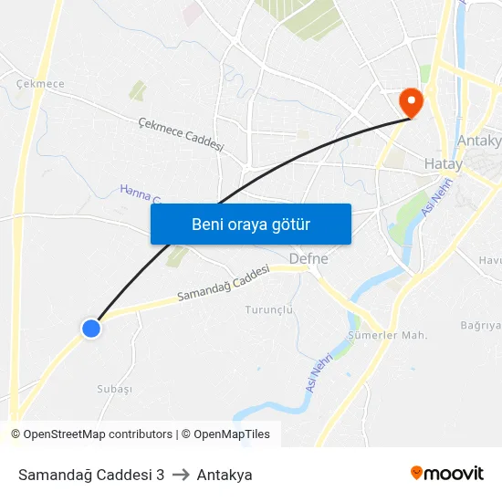 Samandağ Caddesi 3 to Antakya map
