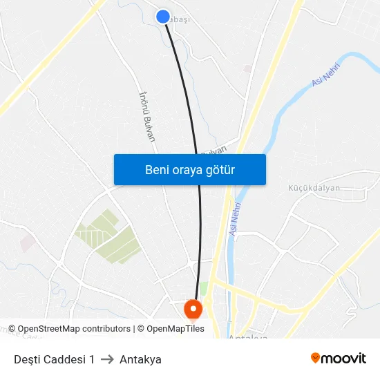 Deşti Caddesi 1 to Antakya map