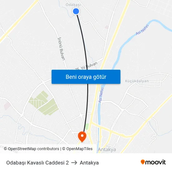 Odabaşı Kavaslı Caddesi 2 to Antakya map