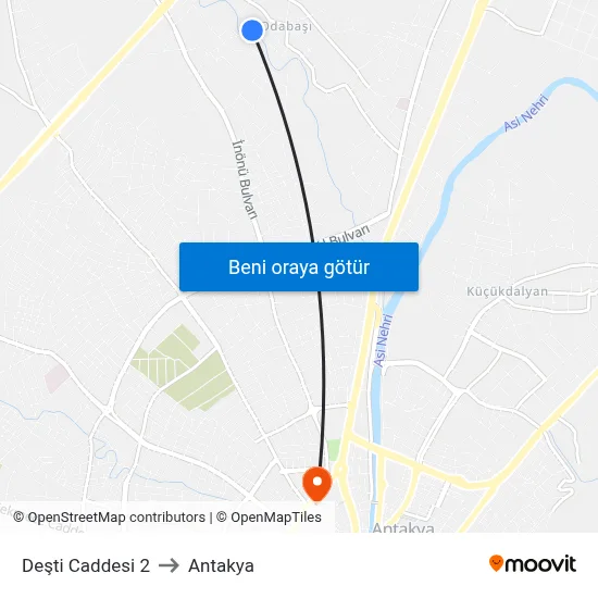 Deşti Caddesi 2 to Antakya map