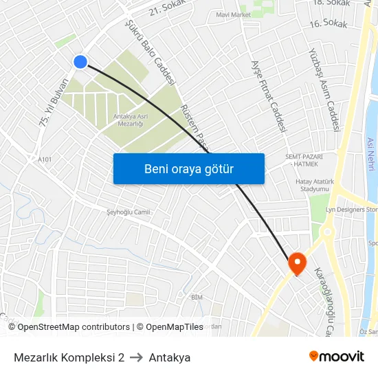 Mezarlık Kompleksi 2 to Antakya map