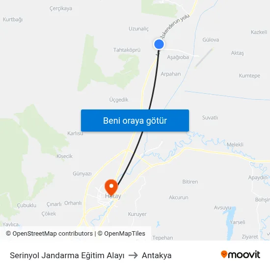 Serinyol Jandarma Eğitim Alayı to Antakya map