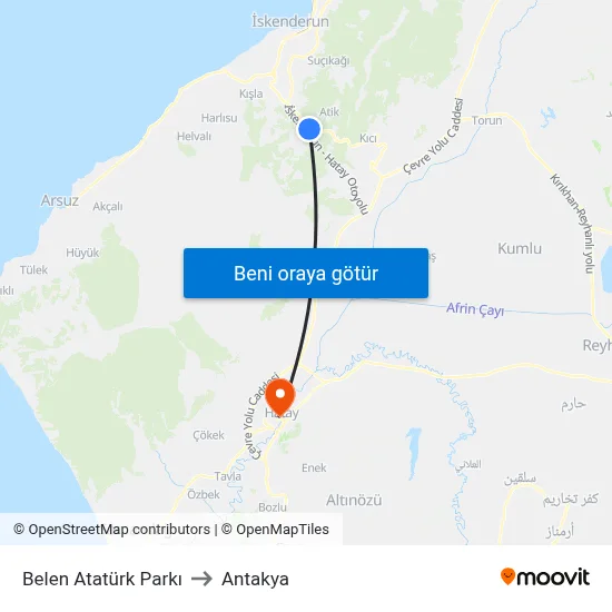 Belen Atatürk Parkı to Antakya map