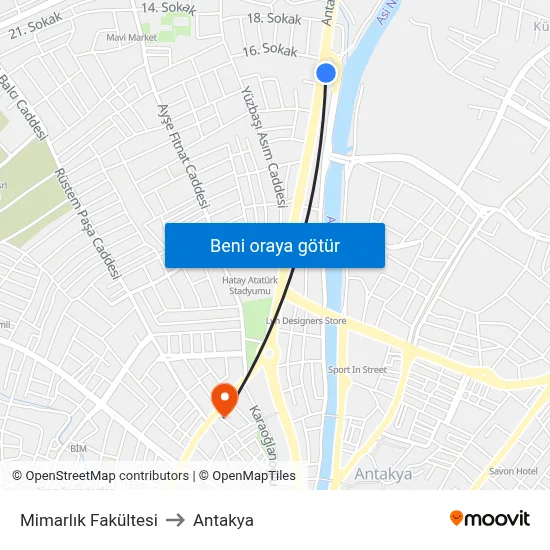 Mimarlık Fakültesi to Antakya map