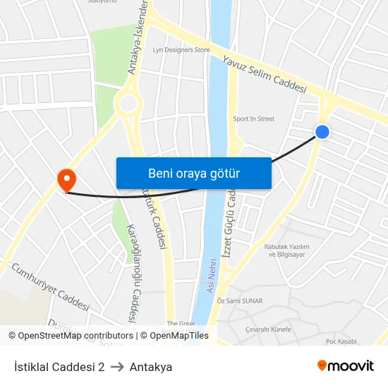 İstiklal Caddesi 2 to Antakya map