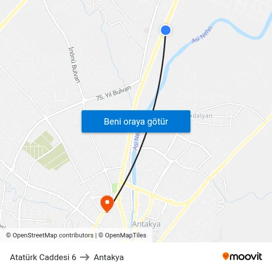 Atatürk Caddesi 6 to Antakya map