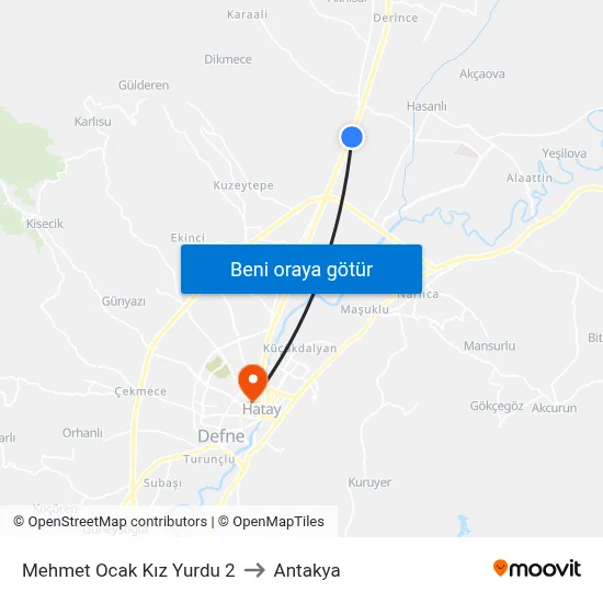 Mehmet Ocak Kız Yurdu 2 to Antakya map