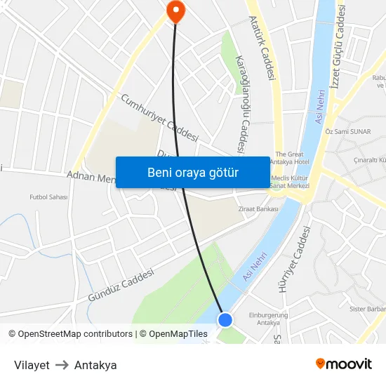 Vilayet to Antakya map