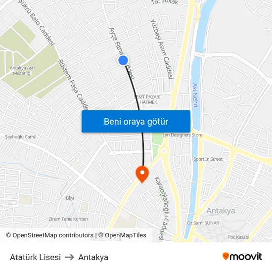 Atatürk Lisesi to Antakya map