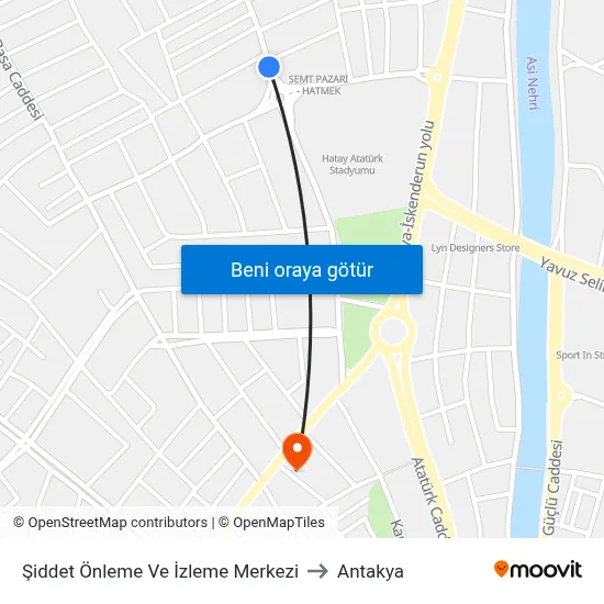 Şiddet Önleme Ve İzleme Merkezi to Antakya map
