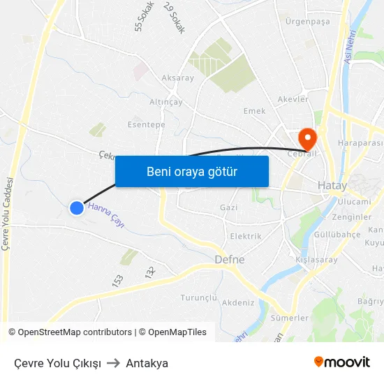 Çevre Yolu Çıkışı to Antakya map