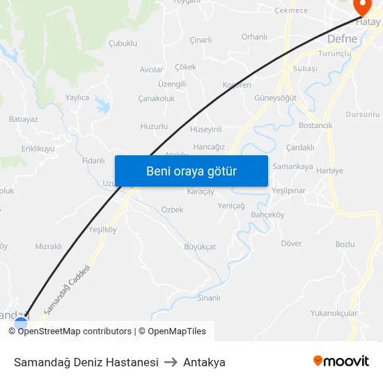 Samandağ Deniz Hastanesi to Antakya map