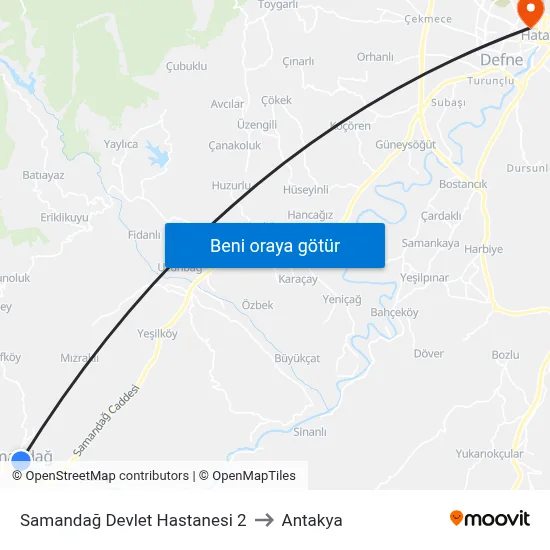 Samandağ Devlet Hastanesi 2 to Antakya map
