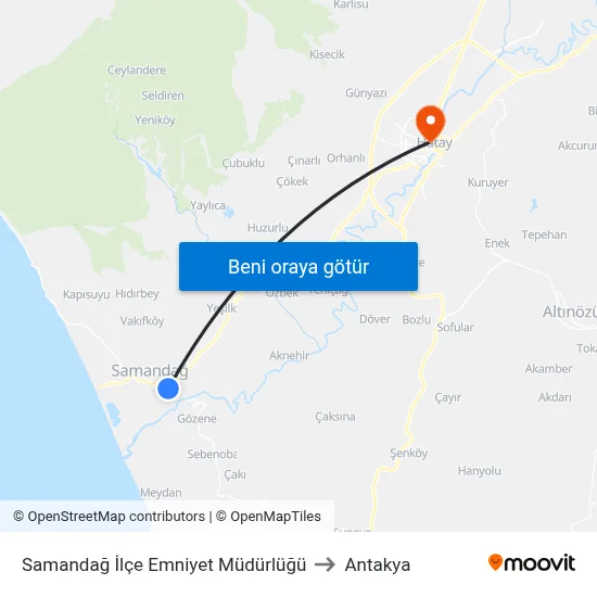 Samandağ İlçe Emniyet Müdürlüğü to Antakya map