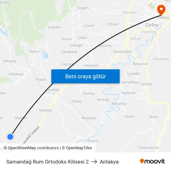 Samandağ Rum Ortodoks Kilisesi 2 to Antakya map