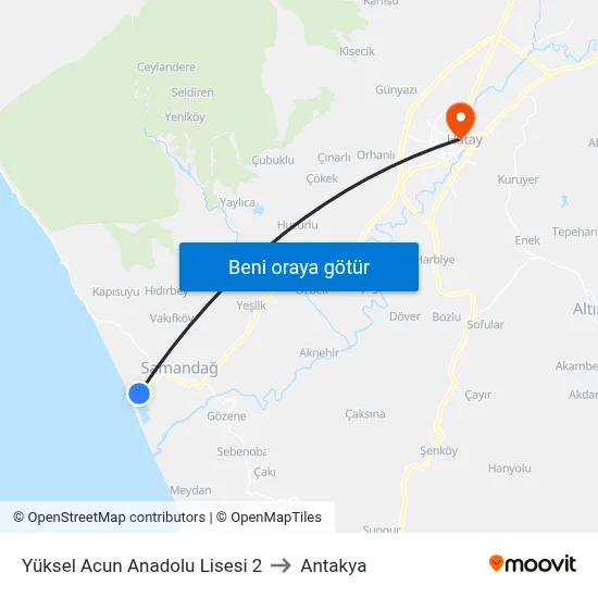 Yüksel Acun Anadolu Lisesi 2 to Antakya map