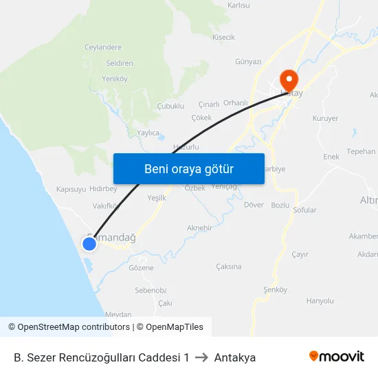 B. Sezer Rencüzoğulları Caddesi 1 to Antakya map