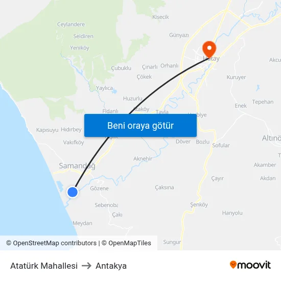 Atatürk Mahallesi to Antakya map