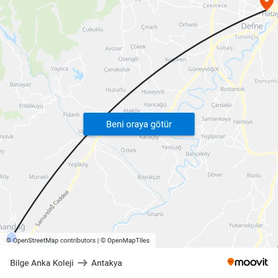 Bilge Anka Koleji to Antakya map