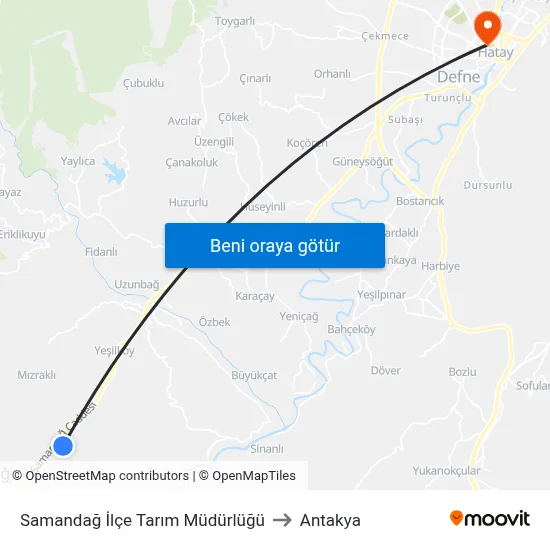 Samandağ İlçe Tarım Müdürlüğü to Antakya map