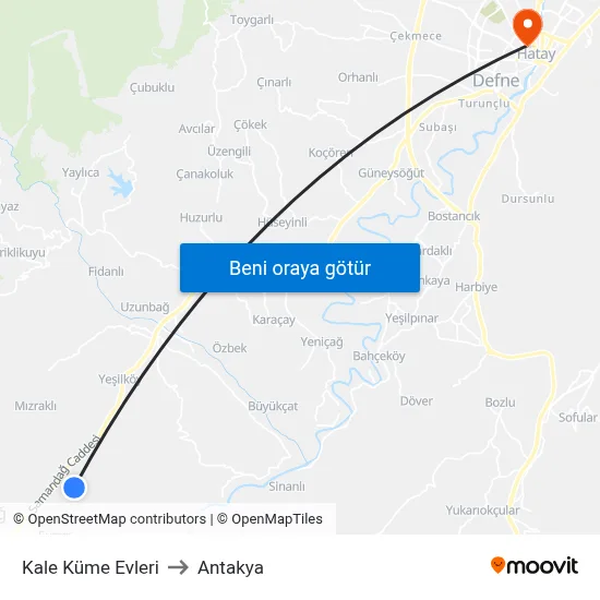 Kale Küme Evleri to Antakya map