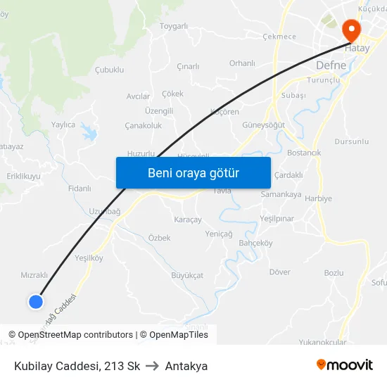 Kubilay Caddesi, 213 Sk to Antakya map