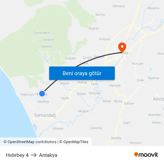 Hıdırbey 4 to Antakya map