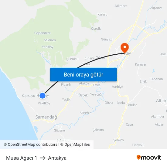 Musa Ağacı 1 to Antakya map