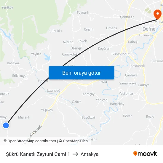 Şükrü Kanatlı Zeytuni Cami 1 to Antakya map