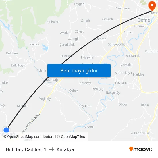 Hıdırbey Caddesi 1 to Antakya map