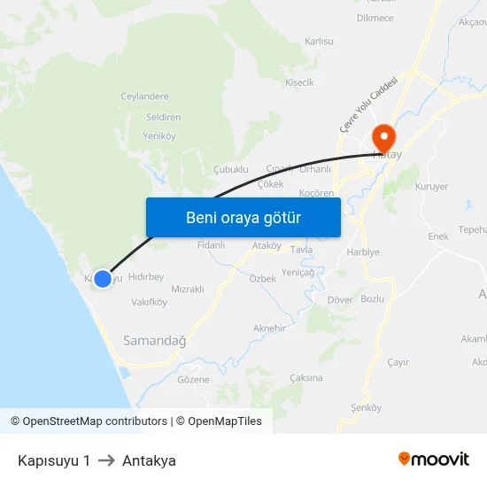 Kapısuyu 1 to Antakya map