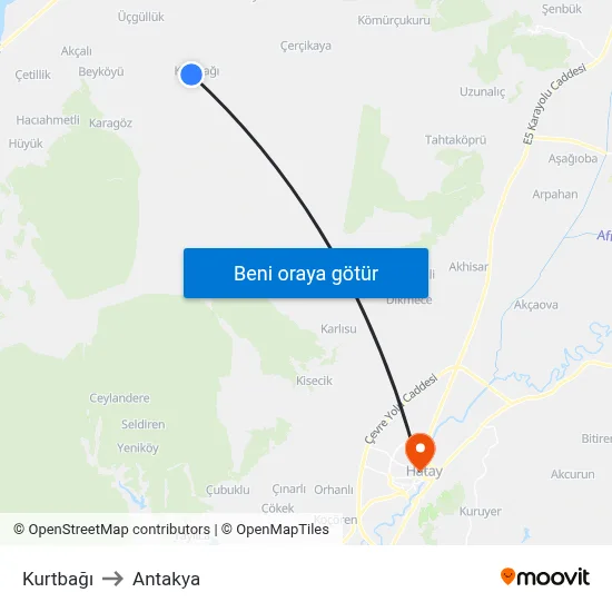Kurtbağı to Antakya map