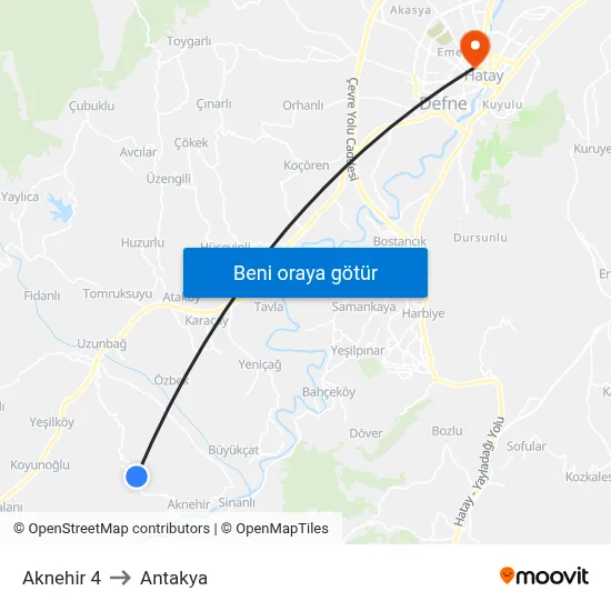 Aknehir 4 to Antakya map