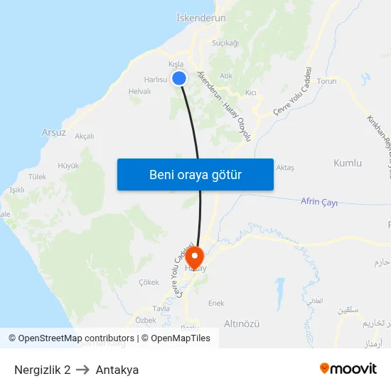 Nergizlik 2 to Antakya map