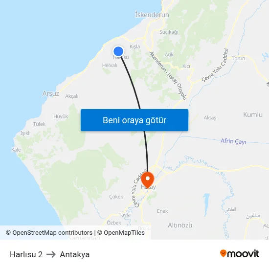 Harlısu 2 to Antakya map
