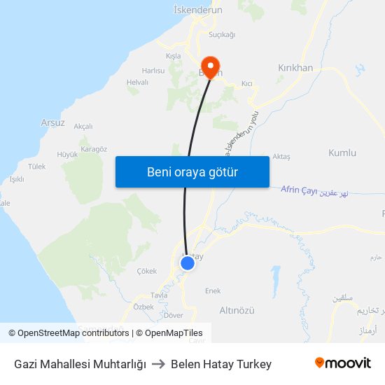 Gazi Mahallesi Muhtarlığı to Belen Hatay Turkey map