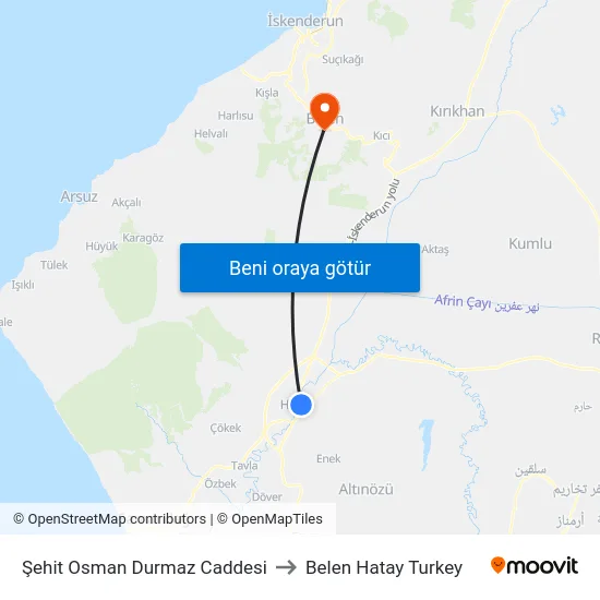 Şehit Osman Durmaz Caddesi to Belen Hatay Turkey map
