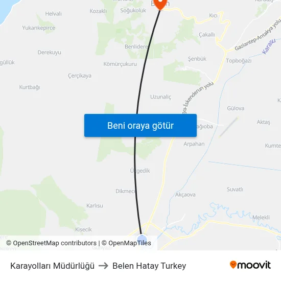 Karayolları Müdürlüğü to Belen Hatay Turkey map