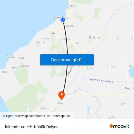 İskenderun to Küçük Dalyan map