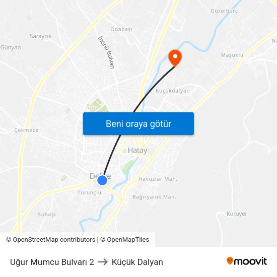 Uğur Mumcu Bulvarı 2 to Küçük Dalyan map