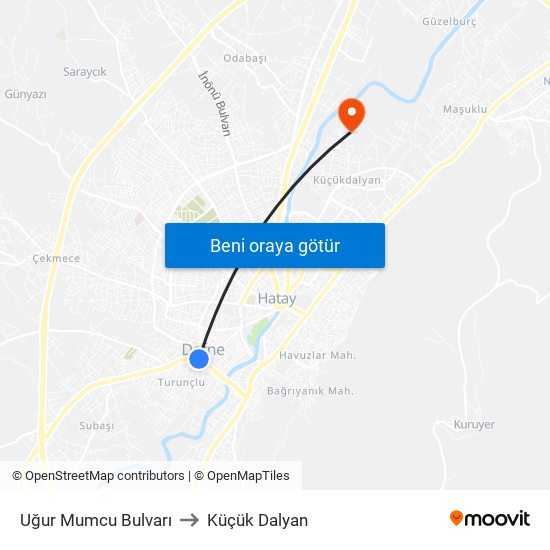 Uğur Mumcu Bulvarı to Küçük Dalyan map