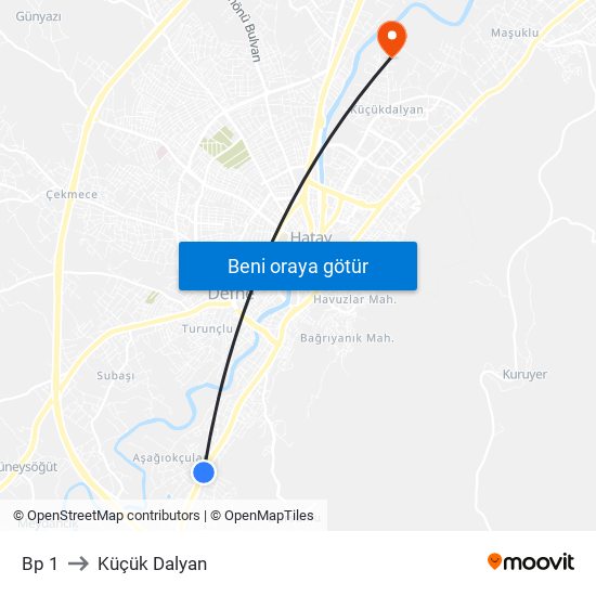 Bp 1 to Küçük Dalyan map