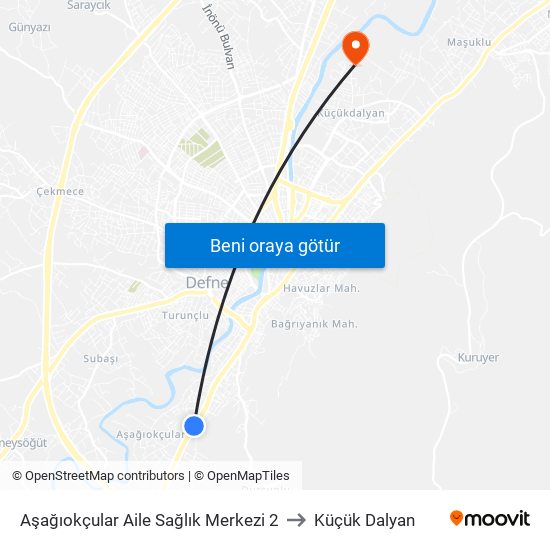 Aşağıokçular Aile Sağlık Merkezi 2 to Küçük Dalyan map